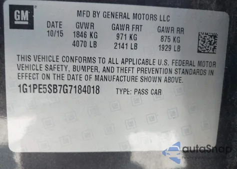 2016 Chevrolet Cruze Limited 1Lt Auto from USA, damaged, VIN 1G1PE5SB7G7184018